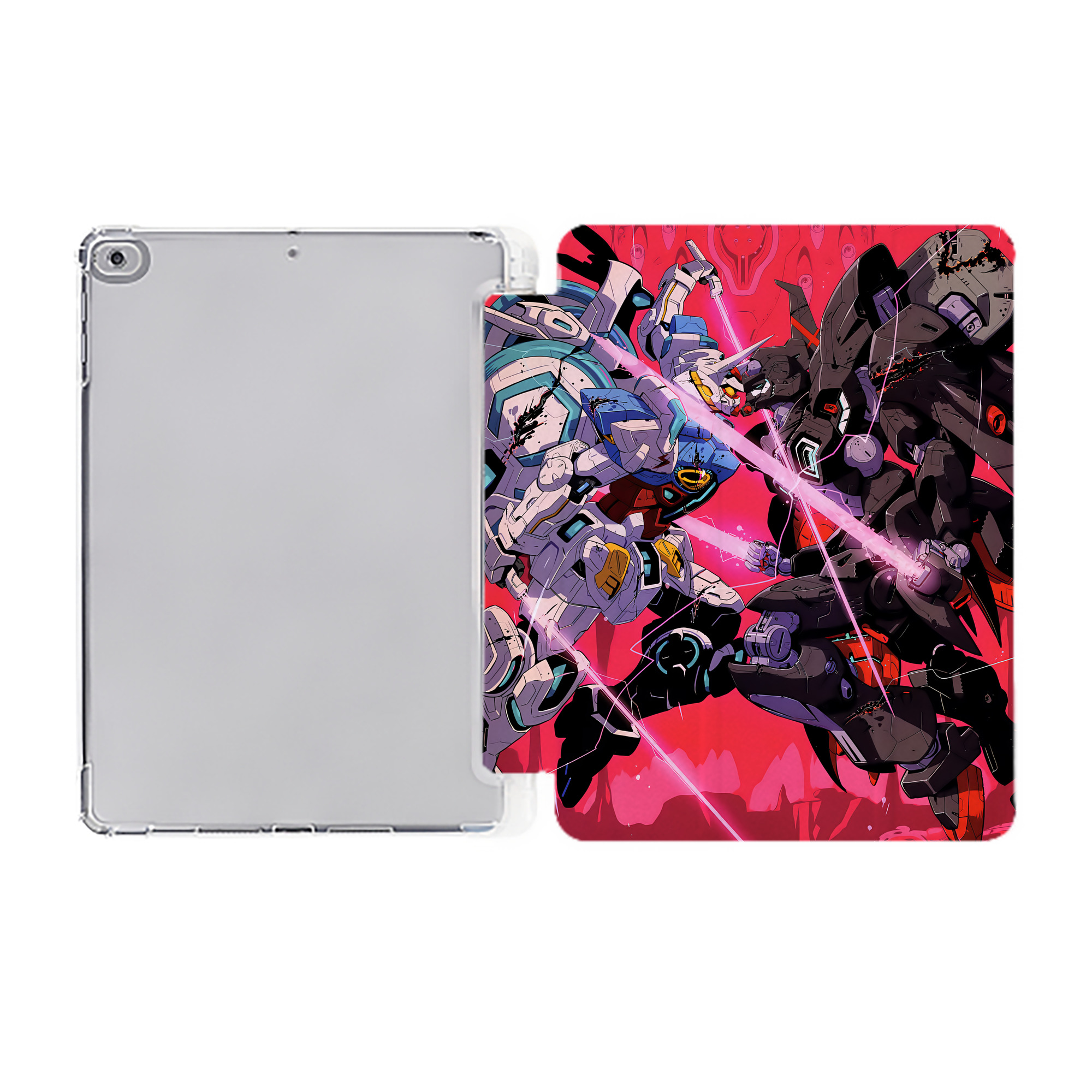 （画像用） 機動戦士ガンダム Mobile Suit Gundam IPad ケース ペン収納付き 三つ折りスタンド PUレザー×シリコン 対応機種9.5/10.5/10.9インチ